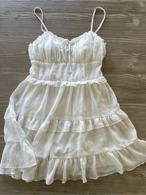 wild fable White Ruffle Tiered Slip Dress